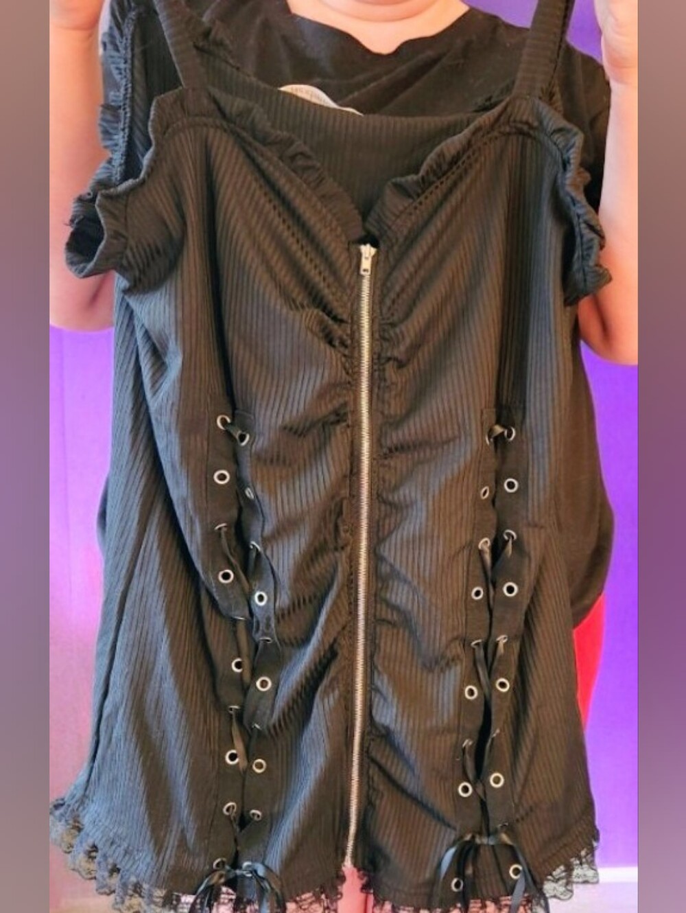 Ribbed Laced Up Top Wit Zipper Closure■ EUC ■ Final Price
